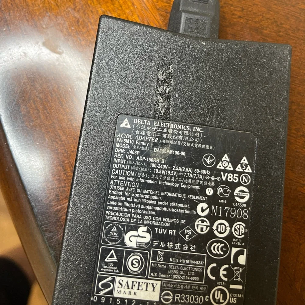 Dell 130W AC/DC Adapter DA130PE1-00 with Strap EUC Tested and Working